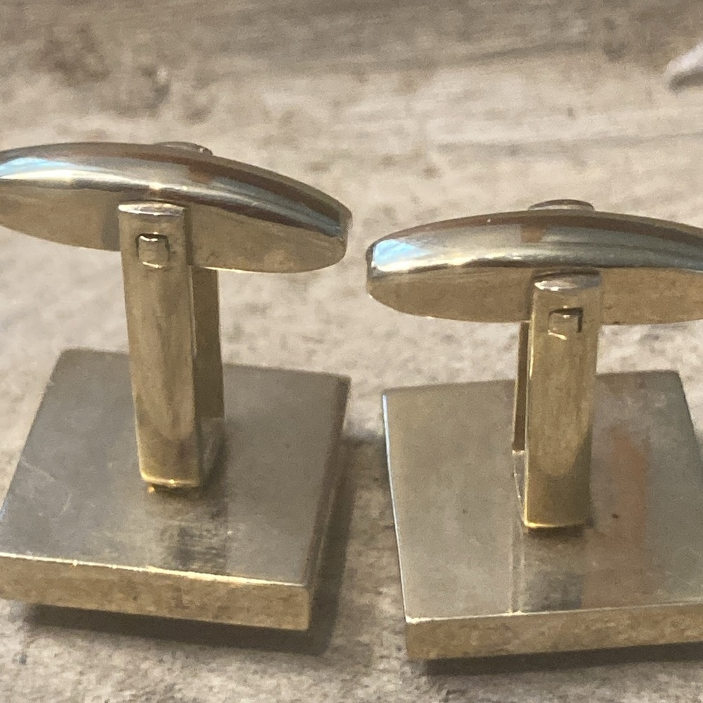 Sarah Cov. Coventry Vintage Green Jade Gold Tone Men’s Cuff Links Cuff-links - Picture 5 of 8